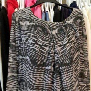 Jennifer Lopez Black & White Layered Blouse 0X